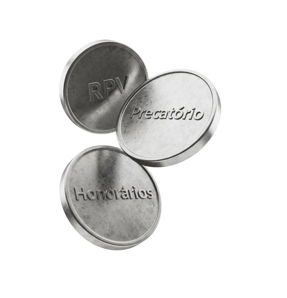 Moedas de precatório, RPV e honorários advocatícios em metal