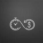 Precatório: símbolo de relógio e cifrão em infinito